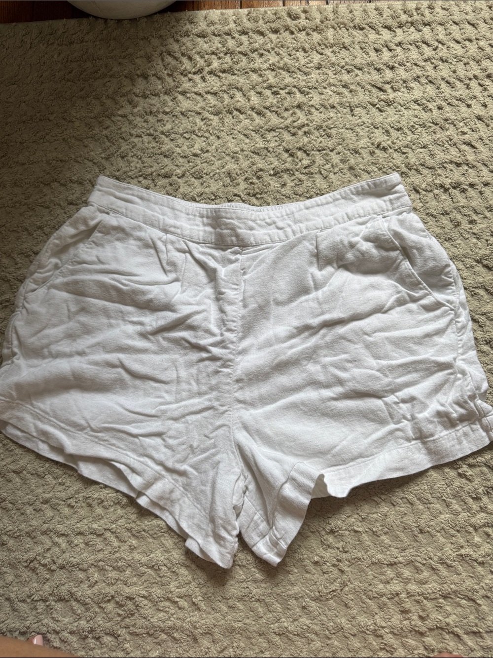 White Women's Casual Linen-Blend Shorts